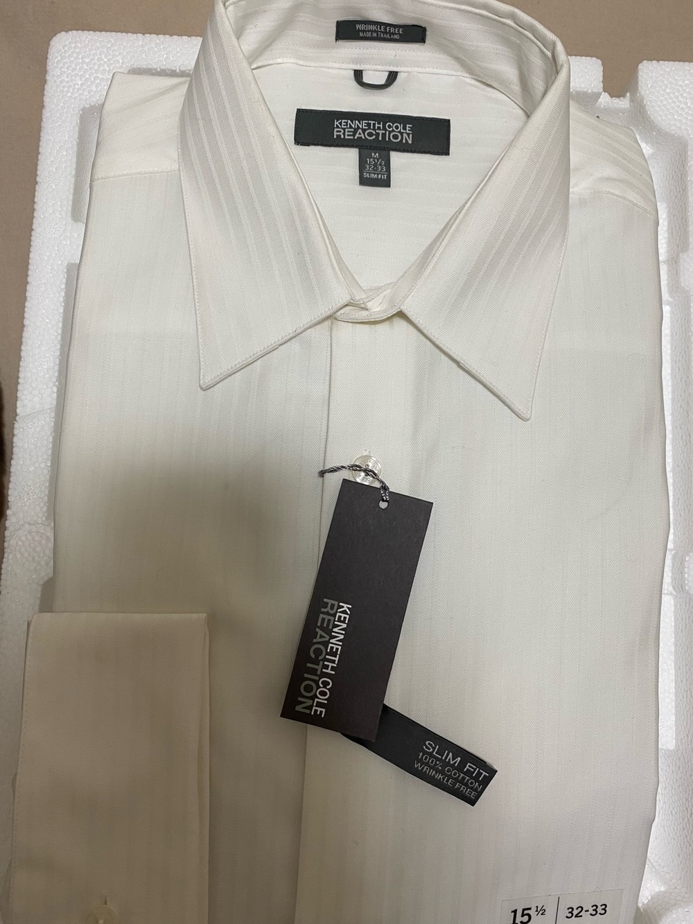 Kenneth Cole Reaction White Striped Dress Shirt